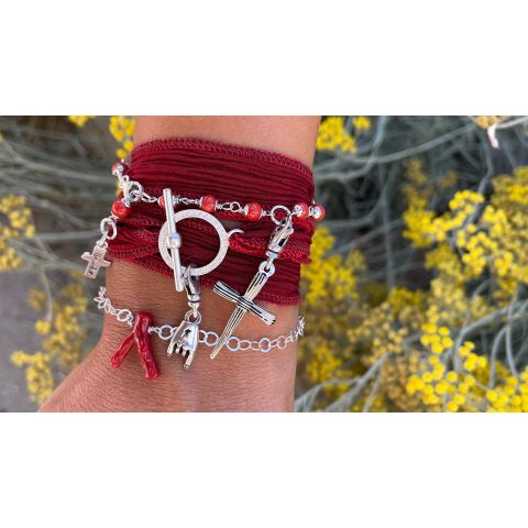Bracelet chaîne fine avec morceau de corail Corail - 1 2