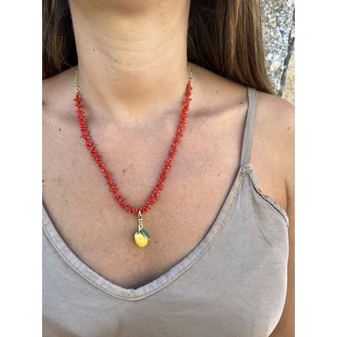 Ras de cou chaîne fine brins de corail Les Accroches Charms - 5 2