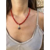 Ras de cou chaîne fine brins de corail Fixings and fastenings - 9