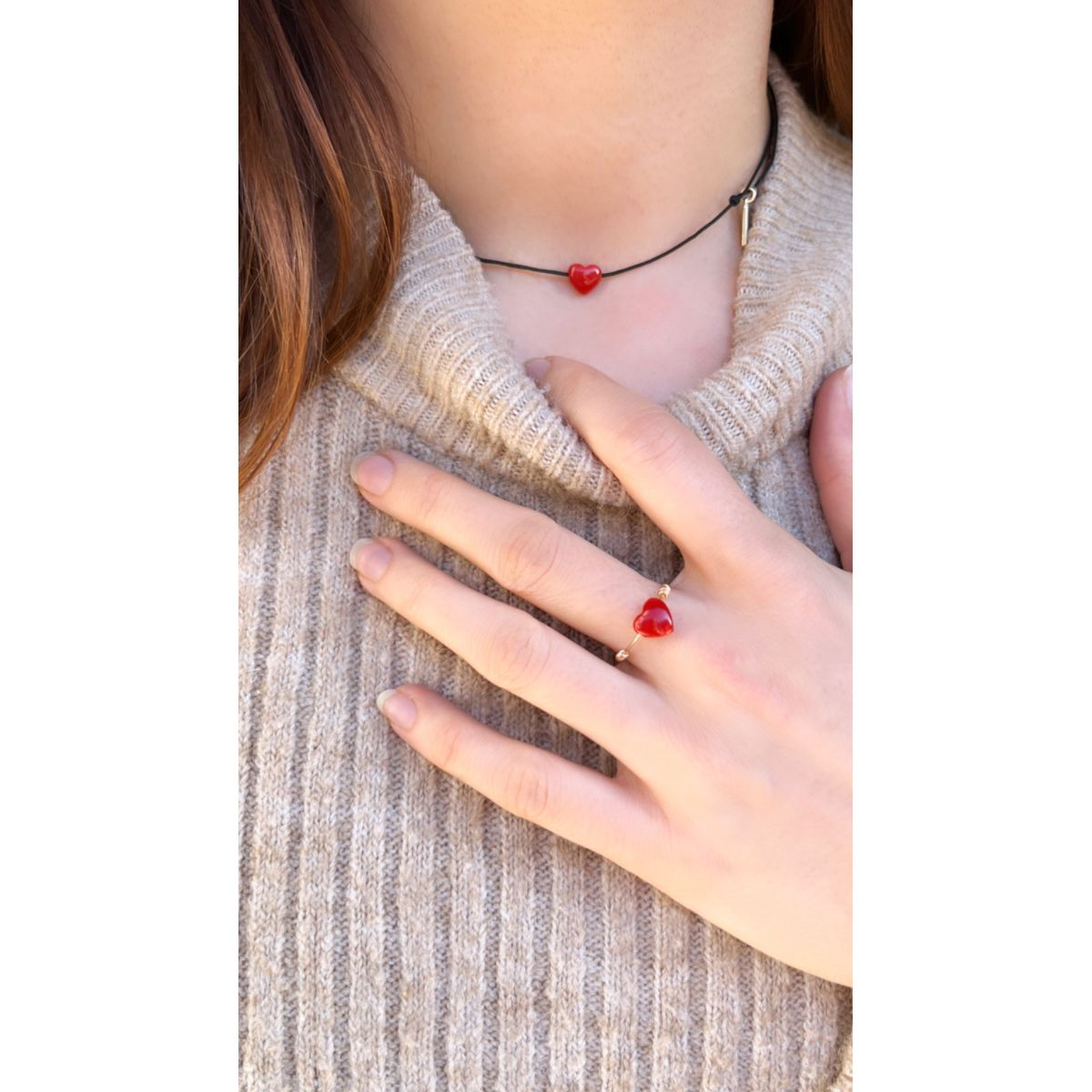 Bague coeur en corail Corail - 3