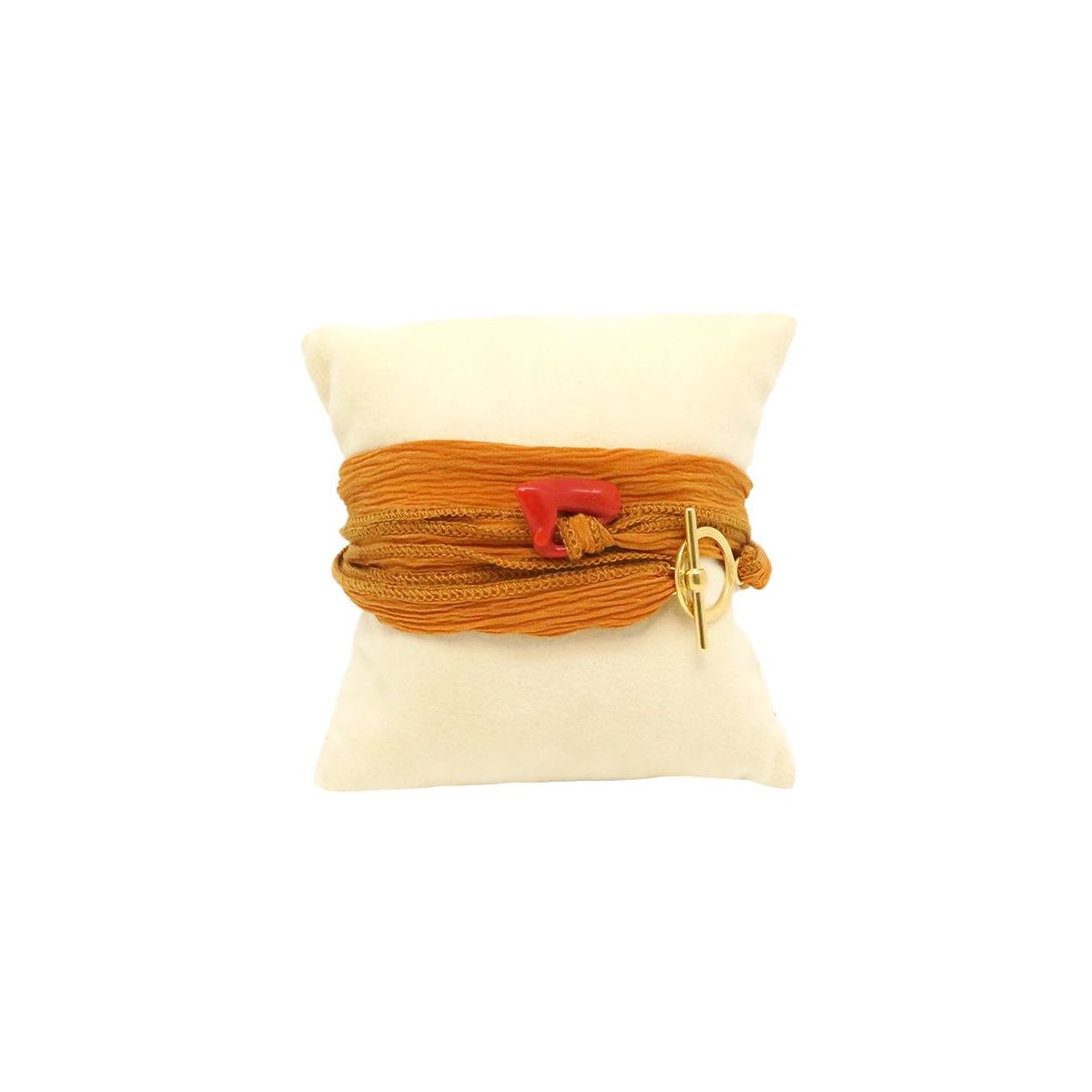 Bracelet en soie avec morceau de corail Corail - 2