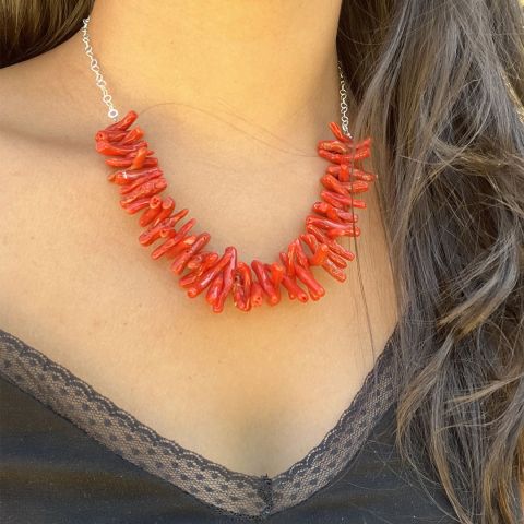 Ras de cou chaîne fine grands brins de corail Les Accroches Charms - 4 2