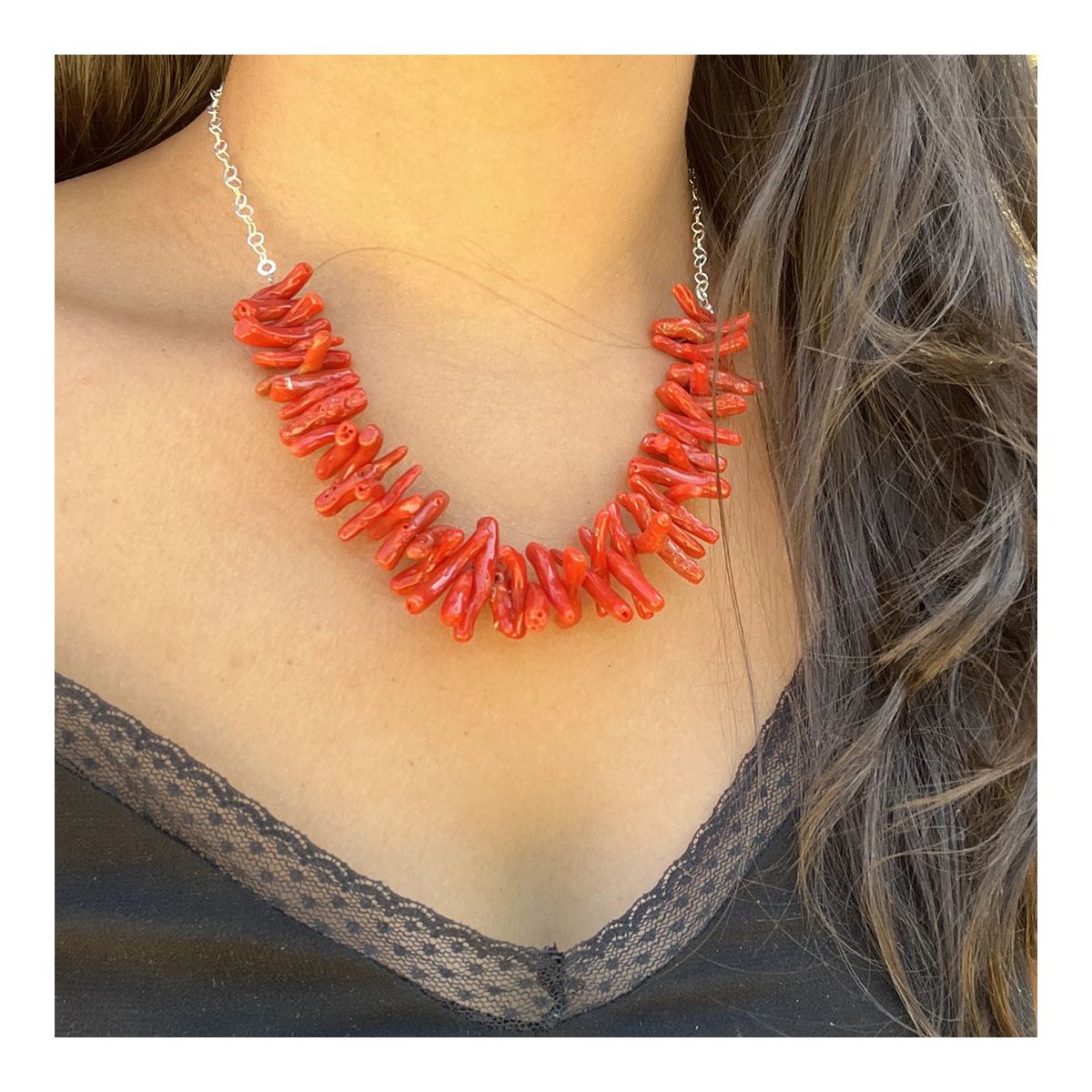 copy of Ras de cou chaîne fine brins de corail Fixings and fastenings - 1