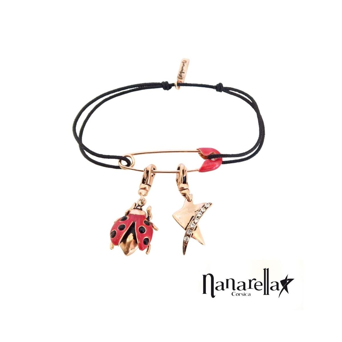 Bracelet épingle à nourrice émaillée rose Bracelet épingle à nourrice émaillée rose