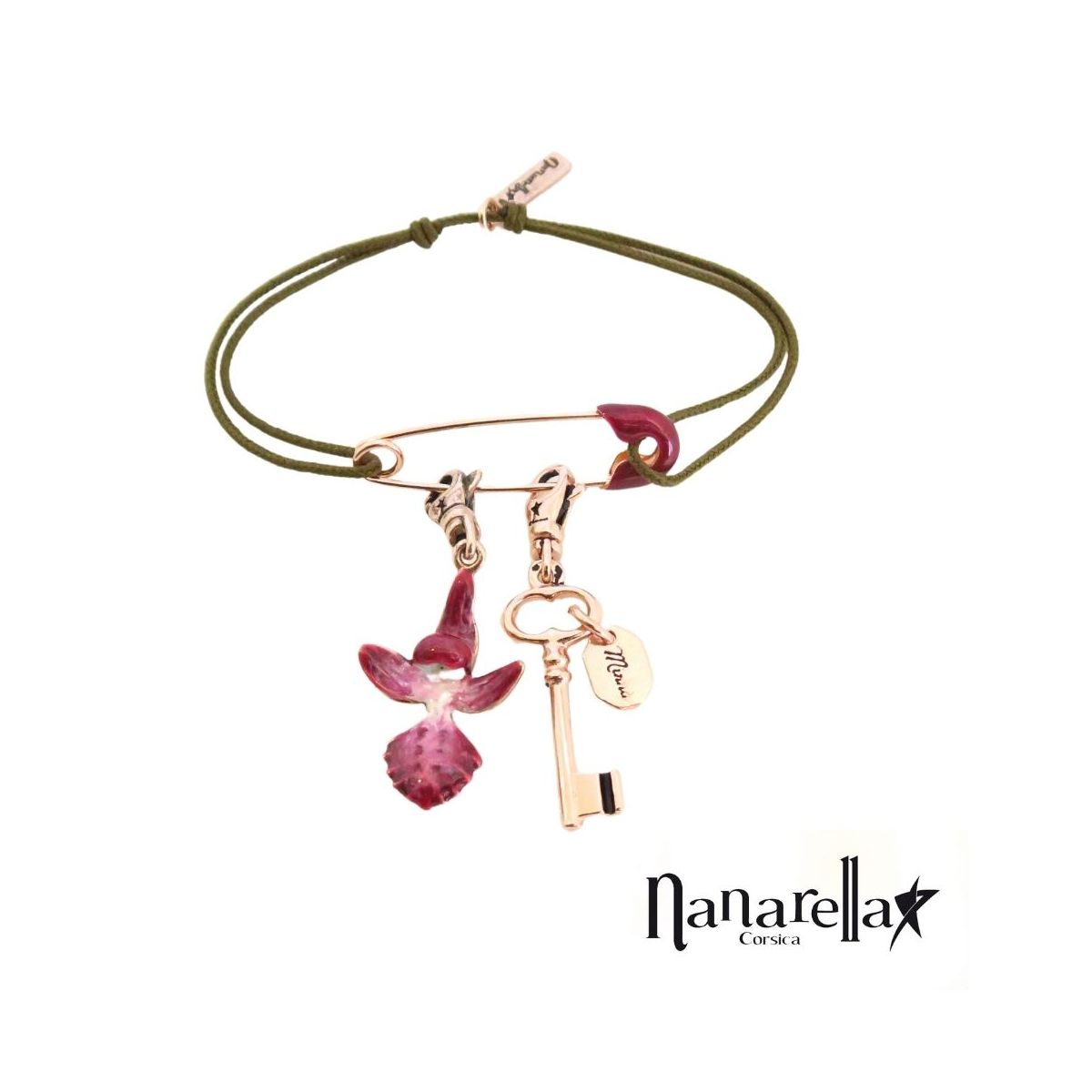 Bracelet épingle à nourrice émaillée rose Bracelet épingle à nourrice émaillée rose