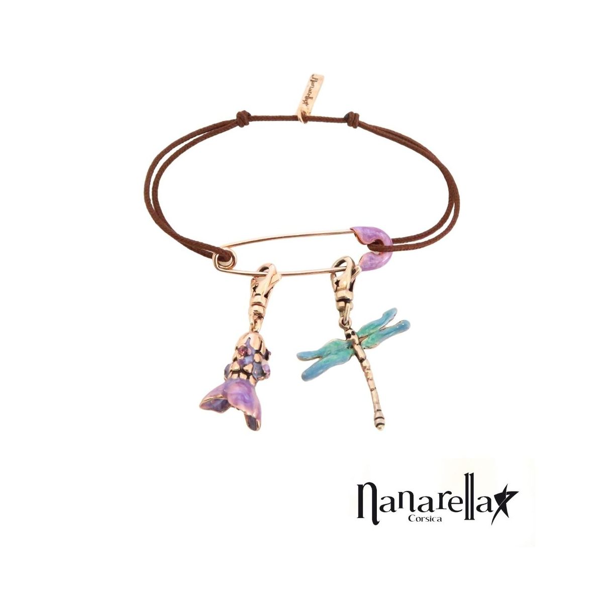 Bracelet épingle à nourrice émaillée rose Bracelet épingle à nourrice émaillée rose