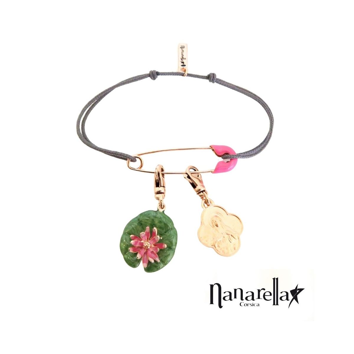 Bracelet épingle à nourrice émaillée rose Bracelet épingle à nourrice émaillée rose