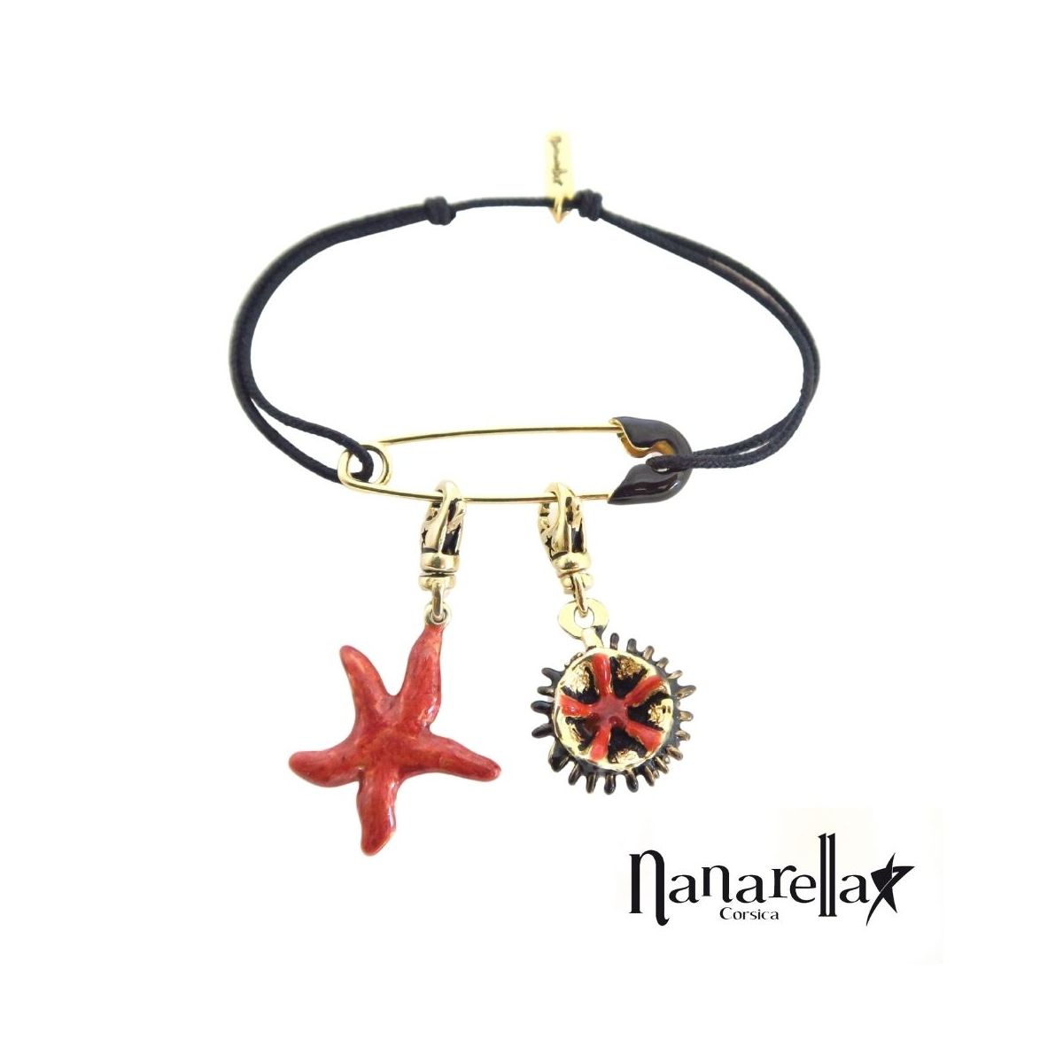 Bracelet épingle à nourrice émaillée dorée