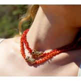 Ras de cou en corail rouge "Sempre Uniti Bella Vita"