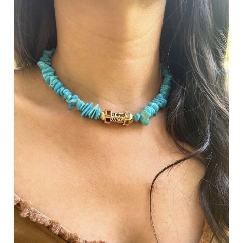 Ras de cou talisman en turquoise  "Sempre Uniti Bella Vita" I Missaghji - 2 2