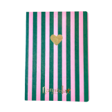 Cahier "cœur doré" rose et vert