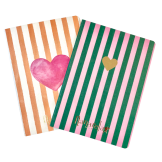 Cahier "cœur doré" rose et vert