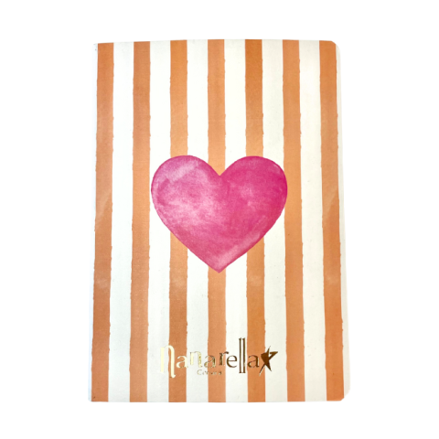 Cahier "cœur rose" orange et blanc