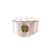 Boîte à bijoux ronde "Nanarella" rose et blanche