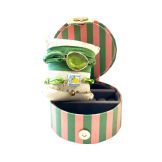 Boîte à bijoux ronde "Nanarella" rose et verte