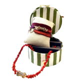 Boîte à bijoux ronde "Nanarella" verte et blanche