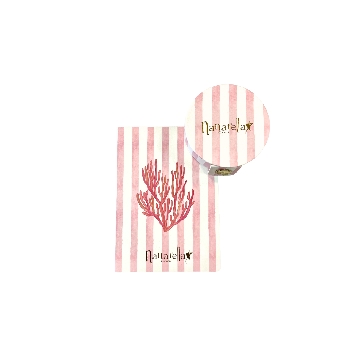 Boîte à bijoux ronde "Nanarella" rose et blanche