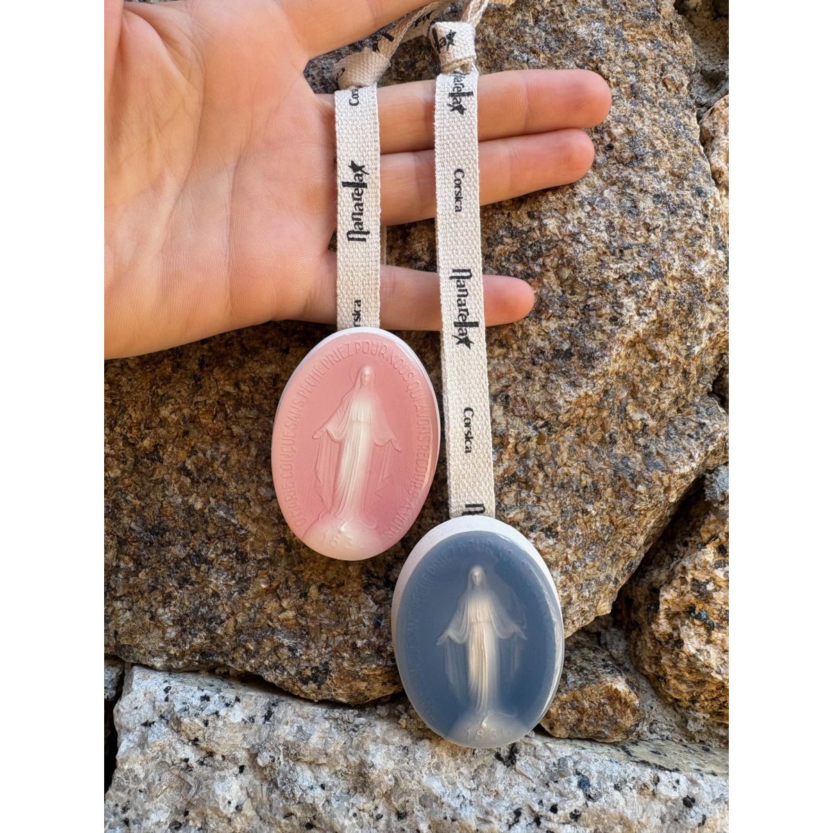 Médaille Miraculeuse décorative bleue