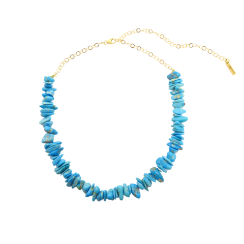 Ras de cou chaîne fine brins de turquoise