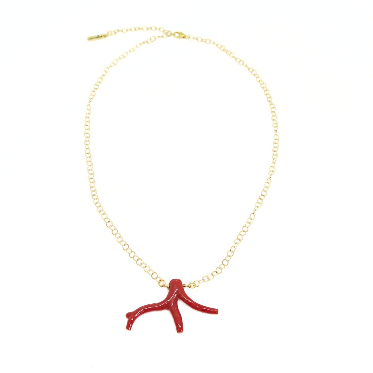 Ras de cou chaine fine avec grande branche de corail